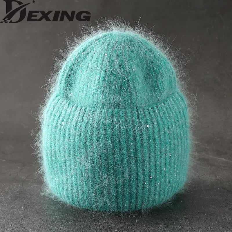 Women’s Rabbit Fur Beanie Hat LUXLIFE BRANDS