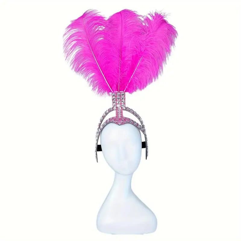 Ostrich Feathered Rhinestone Headpiece
