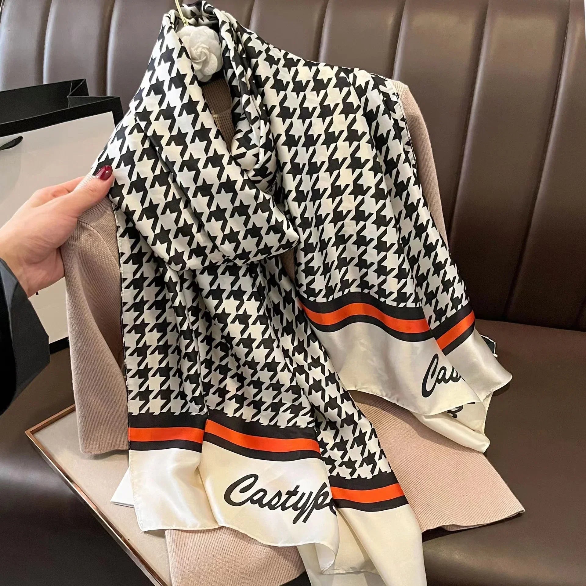 180*90cm Luxury Brand Spring Summer Autumn Women Clothing New Fashion Color matching printed silk scarf lady popular turba