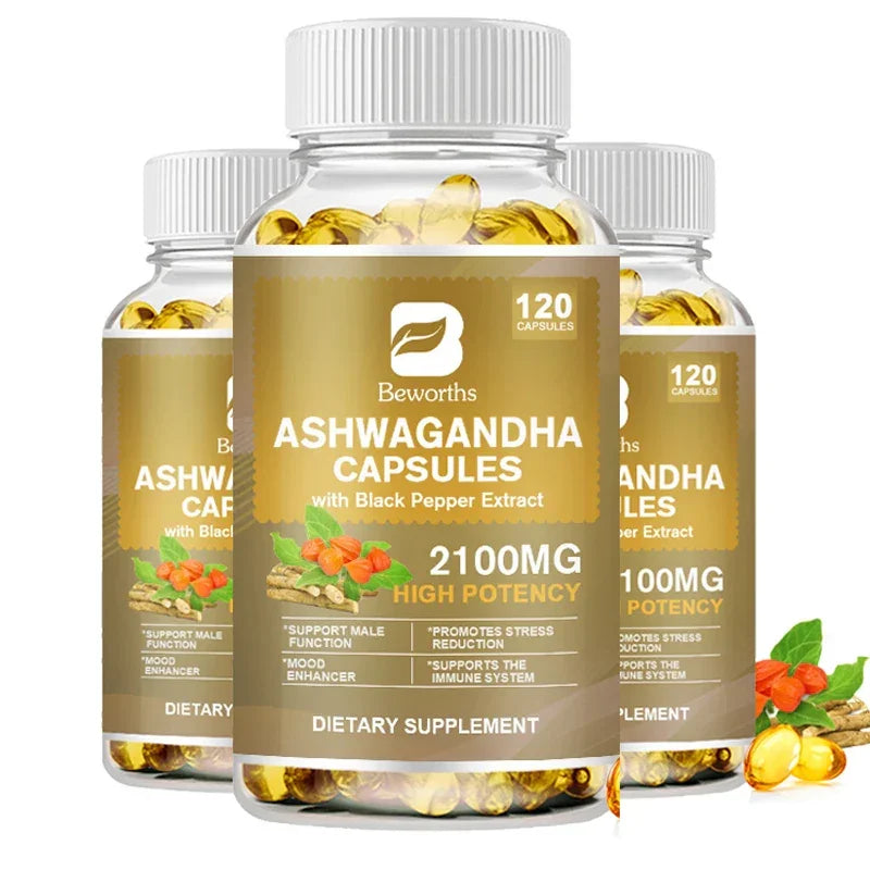 BEWORTHS Ashwagandha Root Extract Capsule Help Sleep Improve Sleep Quality Calm Down Emotions Relieve Anxiety Mood Health Luxlife Brands
