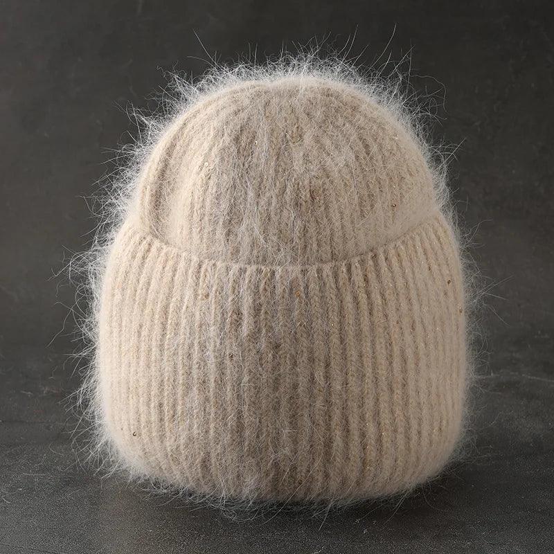 Women’s Rabbit Fur Beanie Hat LUXLIFE BRANDS