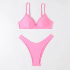 Hot Sale Of The Season New Pure Color Sexy Quick Dry Tight Bikini Swimwear for Holiday Hot Girl Cross-Border Bikini Set Women's Luxlife Brands