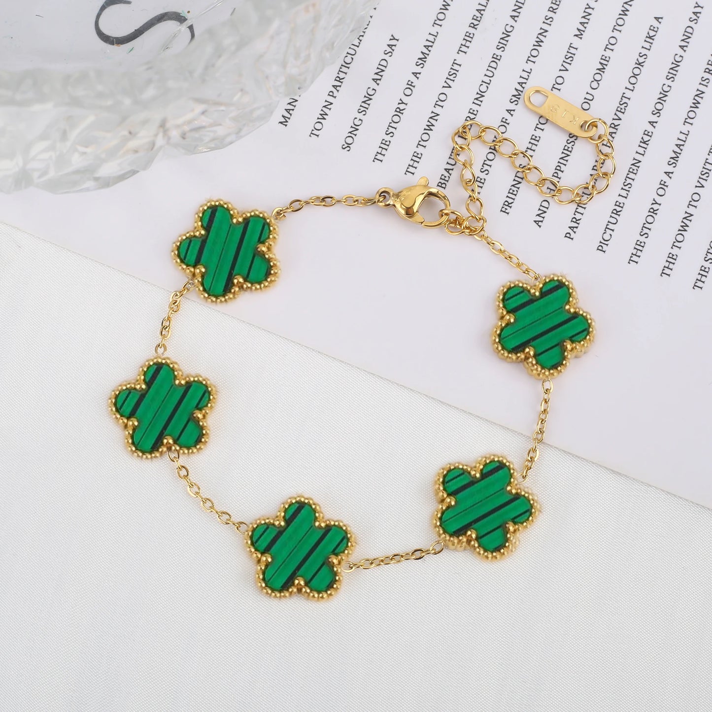 Classic Stainless Steel Hot Selling Golden Clover Adjustable Bracelet Luxury Five Leaf Flower Bracelet Jewelry For Women Gift