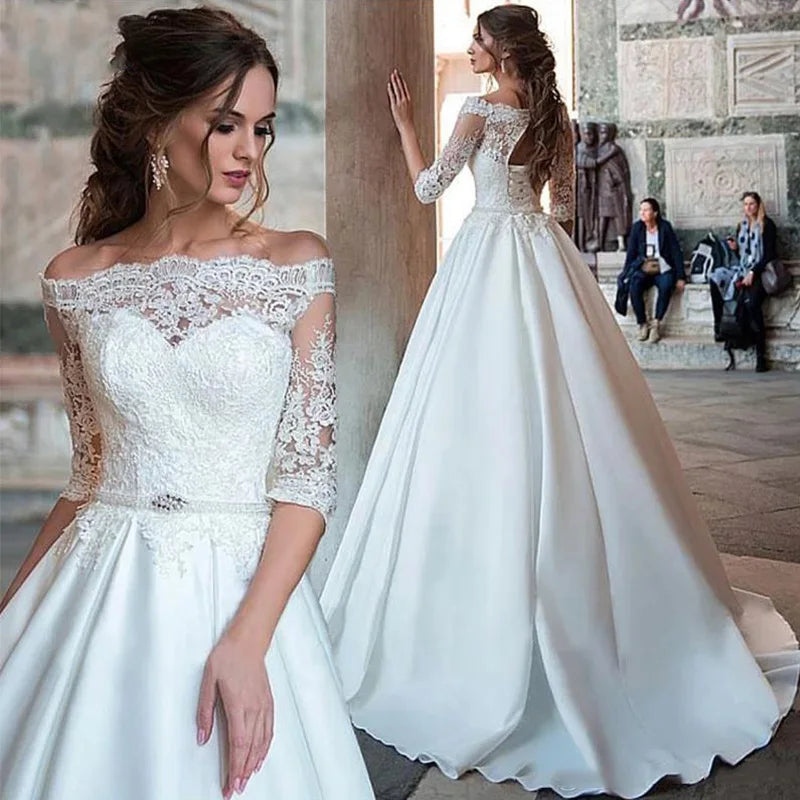 Ethymon Modern Sweetheart Wedding Gown For Bride Off the Shoulder Trumpet Lace Appliques Backless Robe De Mariée Customised Luxlife Brands