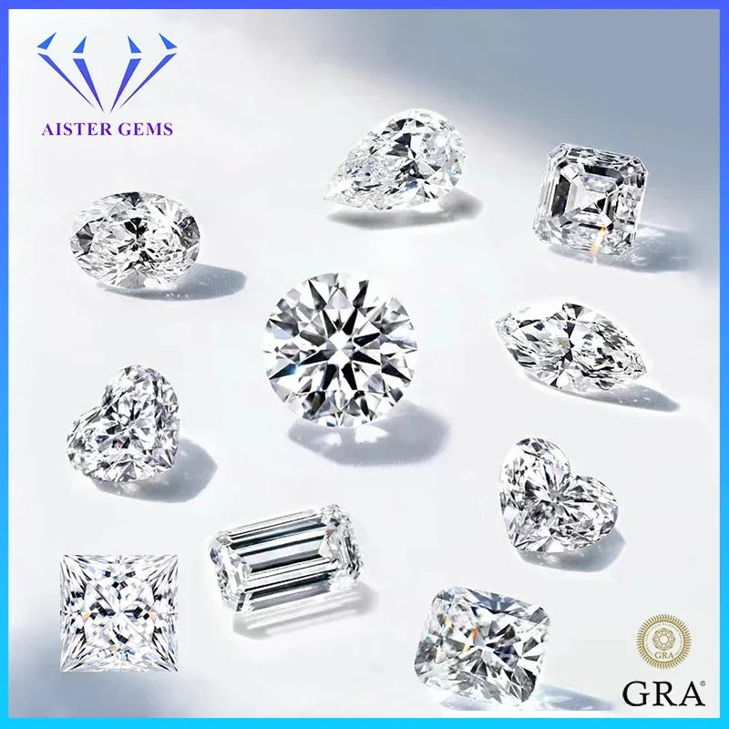White D Color Moissanite diamonds with GRA Certificate Round Oval Heart Emerald Princess Radiant Cushion Trilliant Marquise Cut Luxlife Brands
