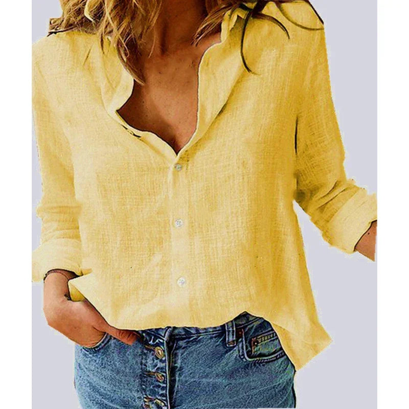 Fashion Women's Print Shirt Women's Long Sleeve Top Cotton Office 2024 Spring Summer Casual Loose Top Large 5XL