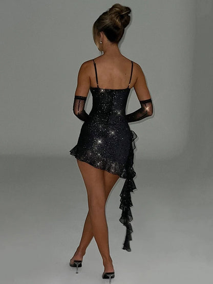 Cleo Strapless Ruffle Mini Club Dress LUXLIFE BRANDS