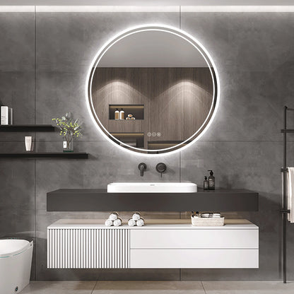 LUVODI Intelligent Illuminate Big Round Mirror for Bathroom Touch Screen Dimmable Anti-fog Bathroom LED Light Mirror LUXLIFE BRANDS