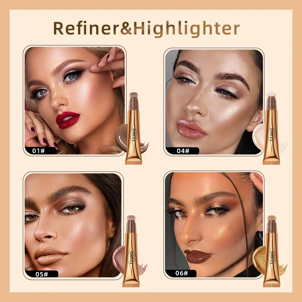 QIBEST Cream Bronzer Contour Blusher Beauty Wand Highlighter Blush With Cushion Liquid Face Bronzer Wand Stick Applicator Makeup Luxlife Brands