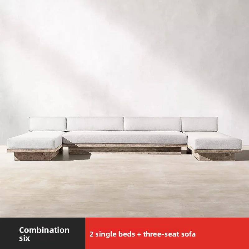 Outdoor Sofa, Creative Garden Courtyard Teak Furniture, Waterproof and Sun-proof, Outdoor Open-air Sofa Set