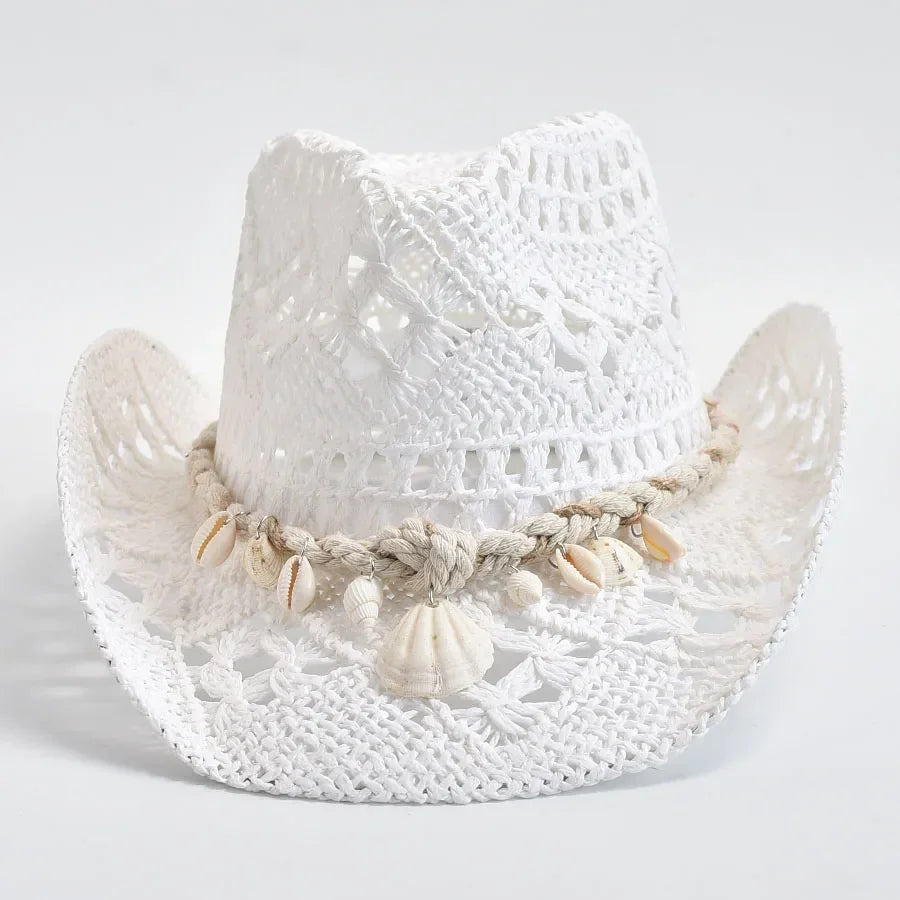Summer Hand Woven Straw Hat for Women Shell Decoration Holiday Beach Sun Hat Chapeu Panama Feminino Luxlife Brands