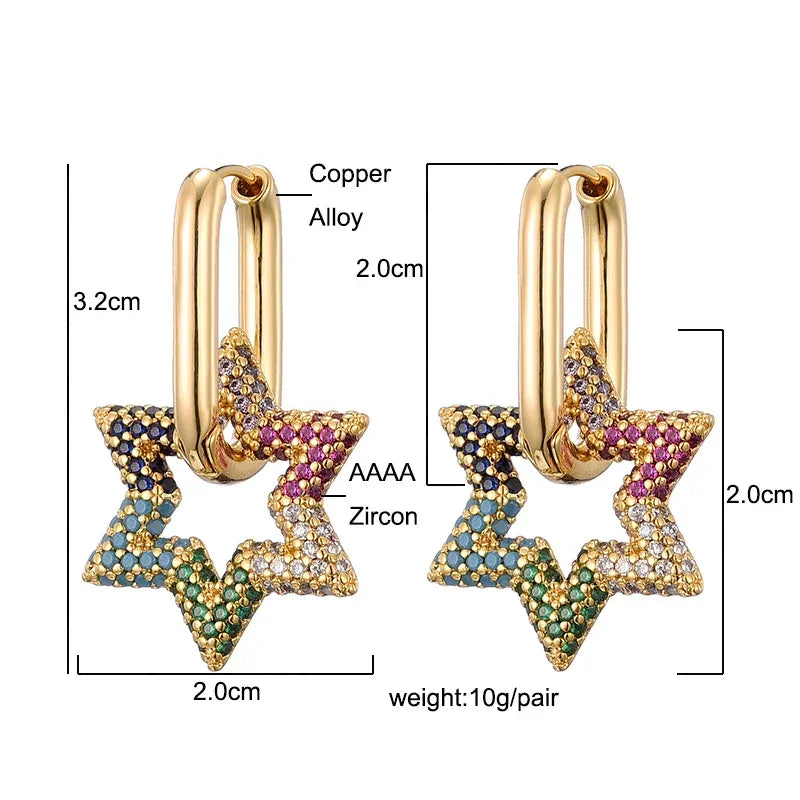 Star Gazing Gold Color Zircon Earrings LUXLIFE BRANDS