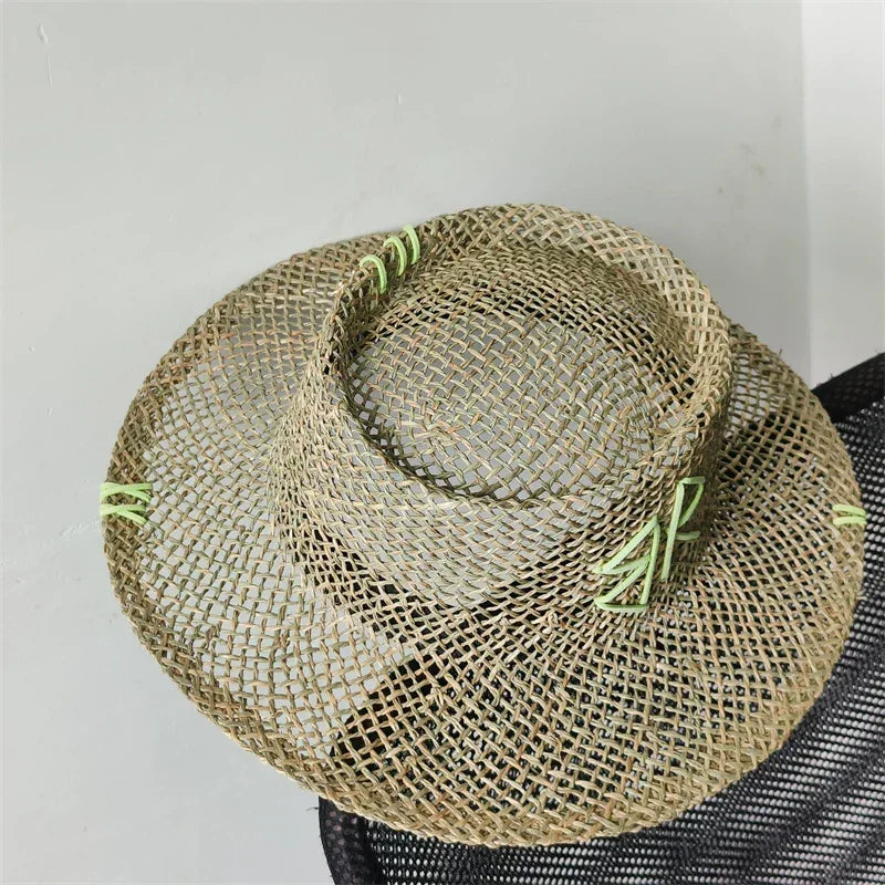 Designer French Elegant Women's Summer RB Letter Straw Hat Wide Brim Breathable Sun Protect Fashionable Beach Vacation Sun Hat