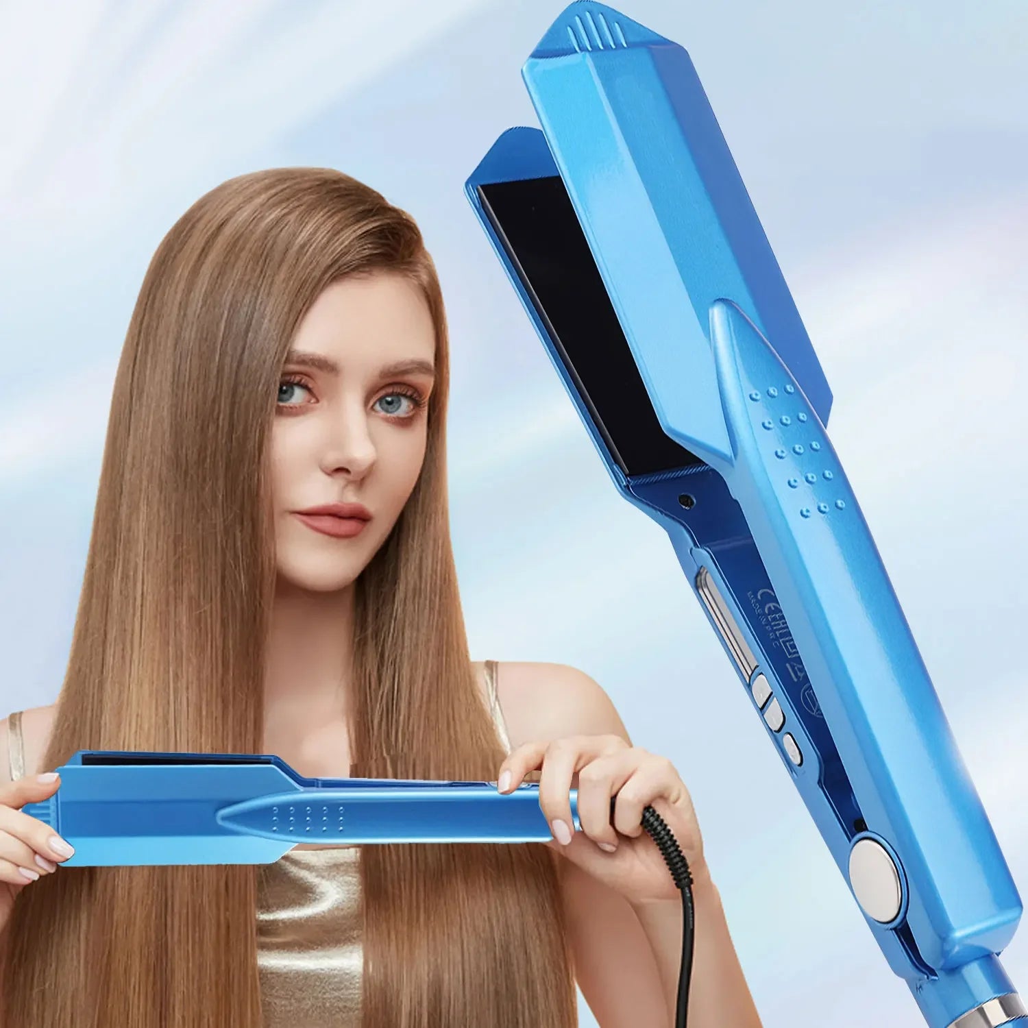 Professional Titanium Flat Iron 470°F Fast Heat up Dual Voltage Flat Iron