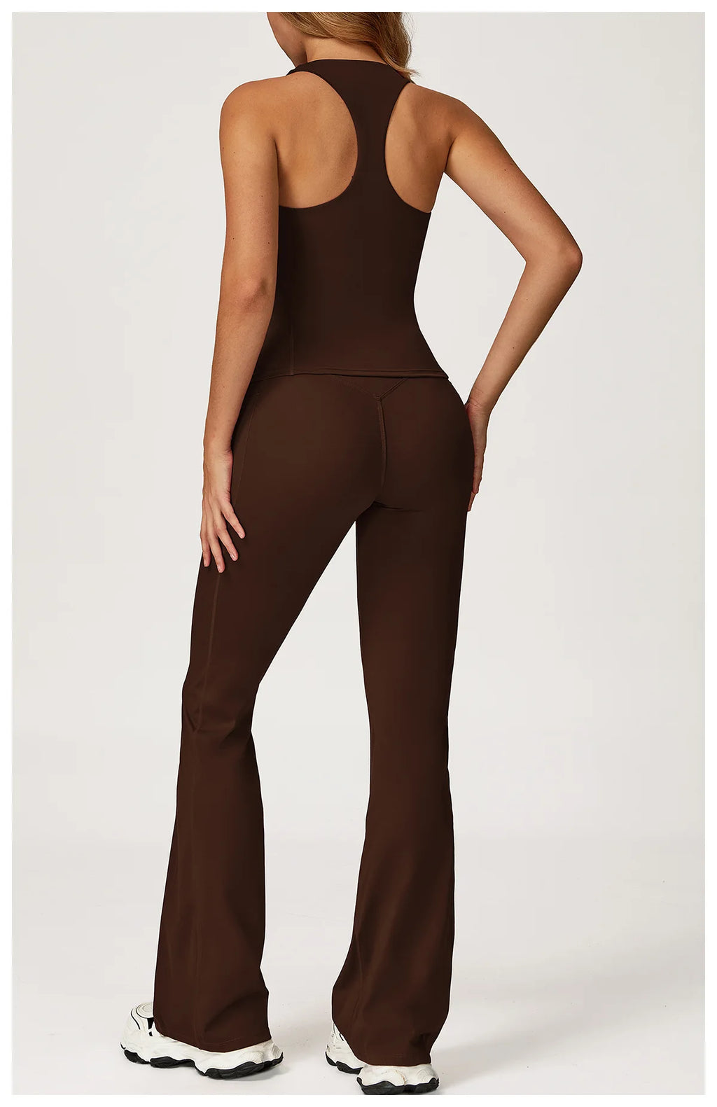 Hearuisavy 2Pcs Woman's Sports Set Naked-Feel Racerback Sports Tops Gym Tank Top Female Breathable High Waist Fitness Yoga Pants