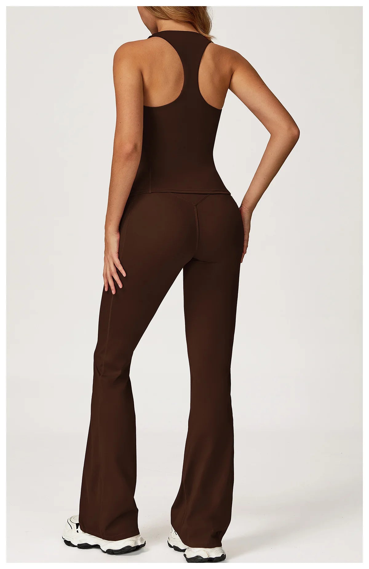 Hearuisavy 2Pcs Woman's Sports Set Naked-Feel Racerback Sports Tops Gym Tank Top Female Breathable High Waist Fitness Yoga Pants