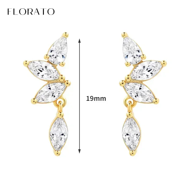 Luxury white crystal zircon earrings 925 sterling silver ear needles Hoop gold earrings For women Fashion Luxury Wedding Jewelry