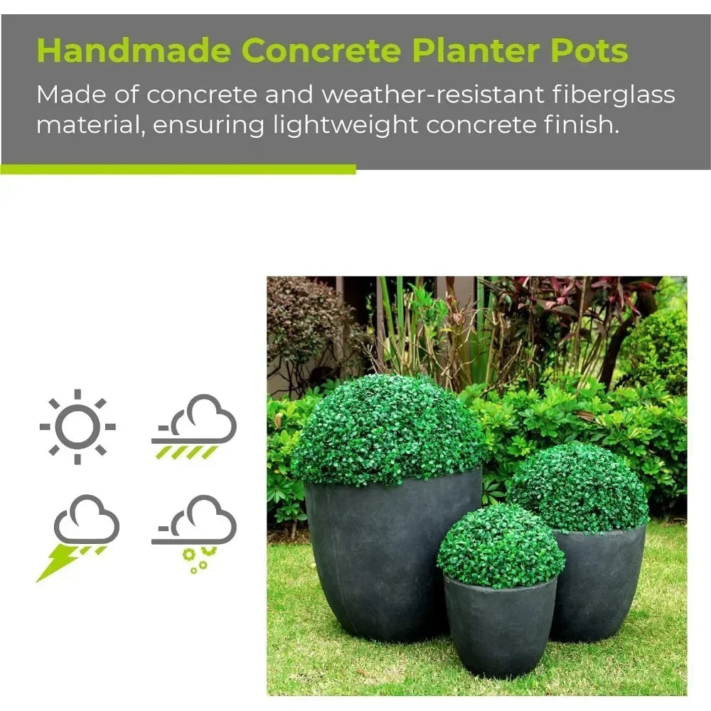 Concrete Round Flower Pot Set of 3