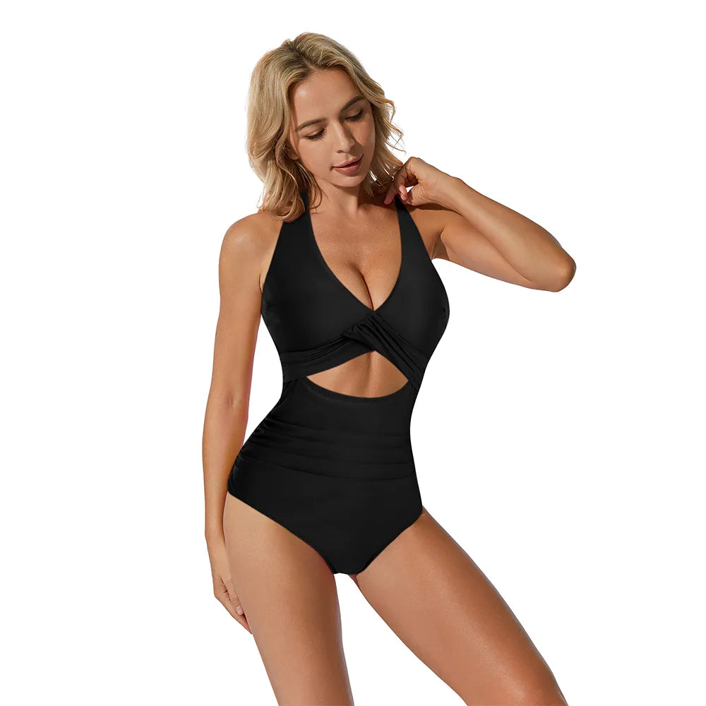 One Piece Swimsuit Women  Bikini Swimming Suits Mujer Solid Bathing Suits Beachwear  Women Monokini  Push Up Swimwear 2023 New LUXLIFE BRANDS