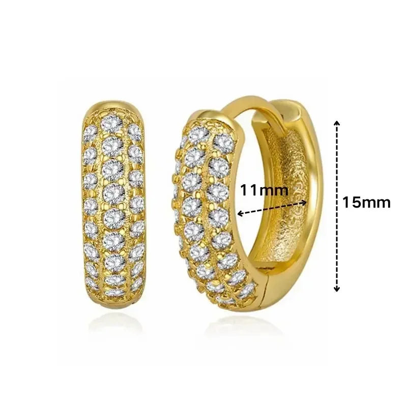 Luxury white crystal zircon earrings 925 sterling silver ear needles Hoop gold earrings For women Fashion Luxury Wedding Jewelry