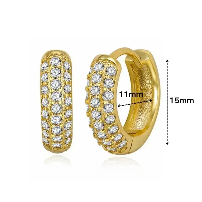 Luxury white crystal zircon earrings 925 sterling silver ear needles Hoop gold earrings For women Fashion Luxury Wedding Jewelry Luxlife Brands
