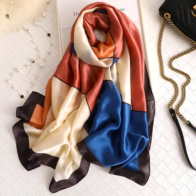 180*90cm Luxury Brand Spring Summer Autumn Women Clothing New Fashion Color matching printed silk scarf lady popular turba