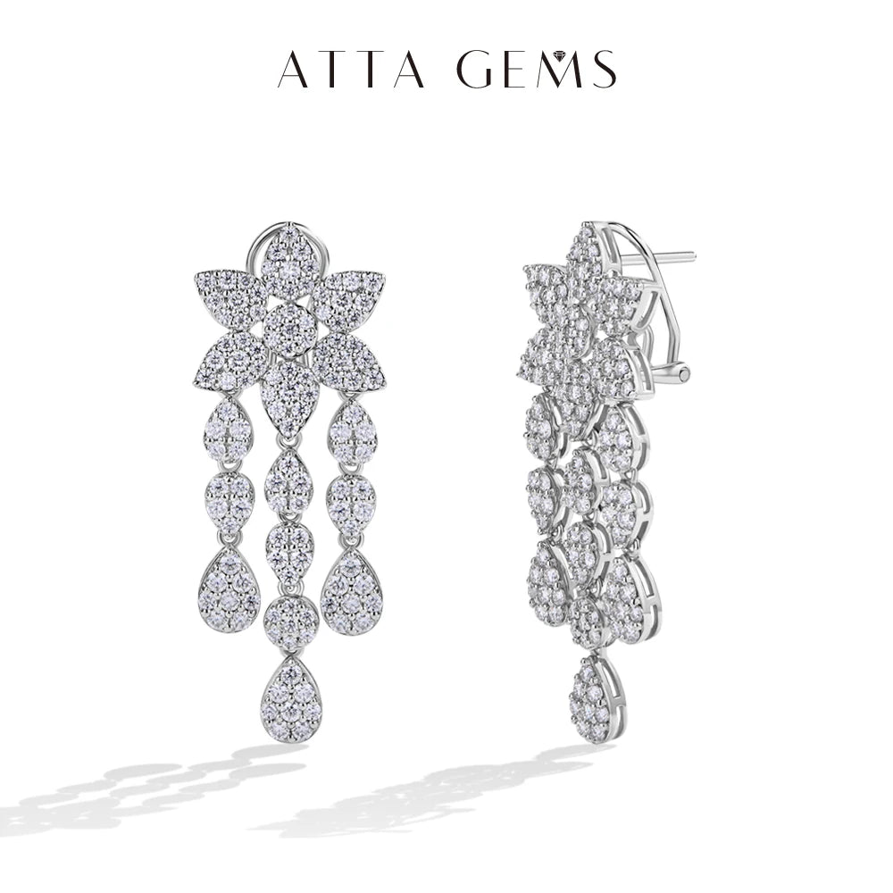 ATTAGEMS Real Moissanite Jewelry Set for Women D VVS1 S925 Sterling Silver Luxury Ring Earrings Bracelet Necklace  Wedding Gifts