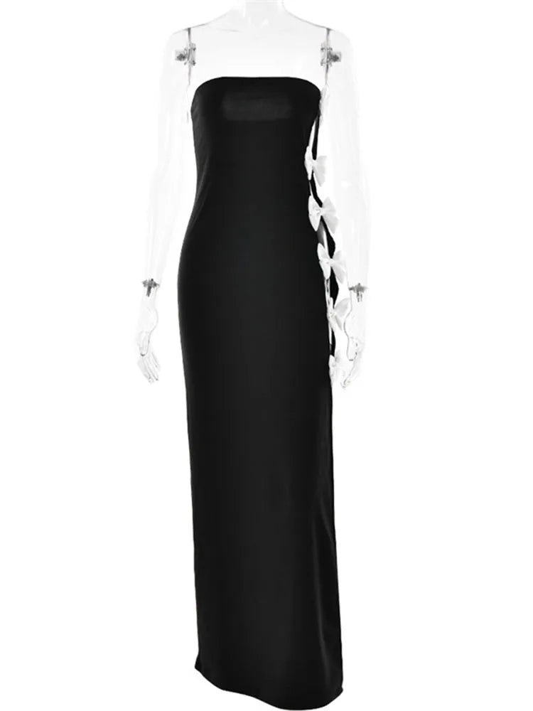 Valentinos Sexy Strapless Cute Bow Maxi Dress LUXLIFE BRANDS