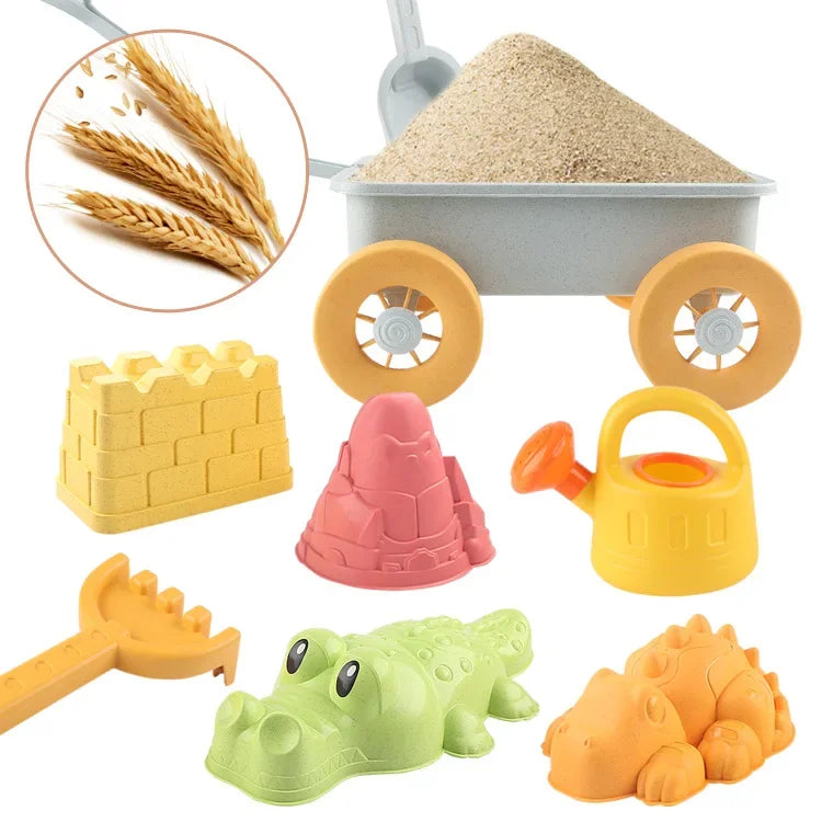New Beach Set Toys For Kids Trolley Bulldozer Beach Bucket Wheat Straw Summer Seaside Play Sand Water Game Sand Toys/Snow Toys