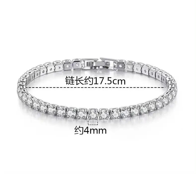 Double Row Moissanite Tennis Bracelet 3mm White Gold Plated Sterling Silver Lab Diamond with GRA Bracelet For Women Men