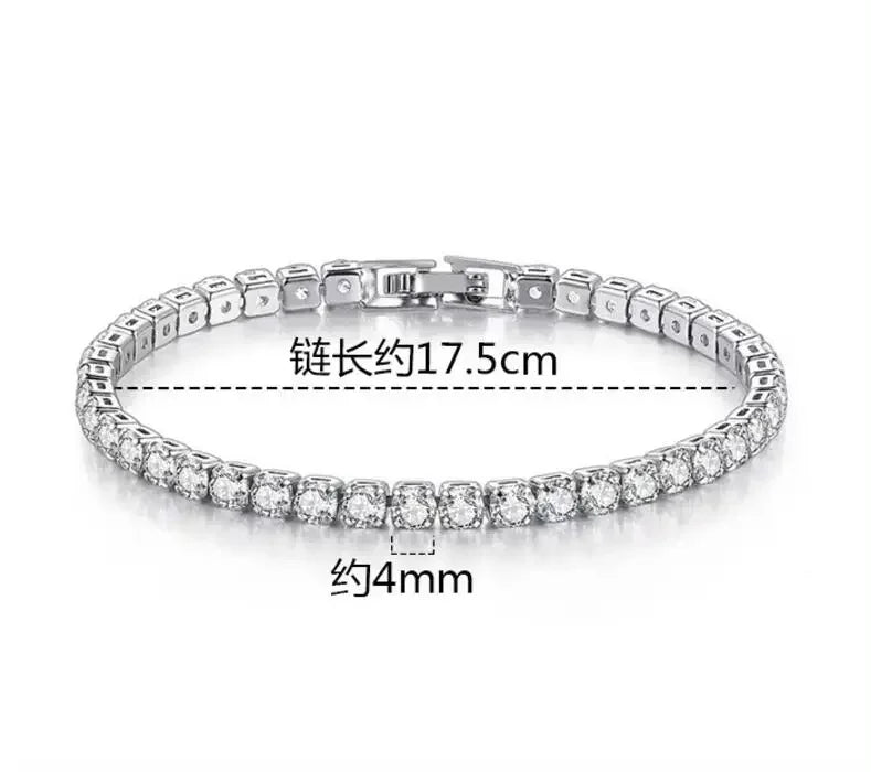 Double Row Moissanite Tennis Bracelet 3mm White Gold Plated Sterling Silver Lab Diamond with GRA Bracelet For Women Men Luxlife Brands