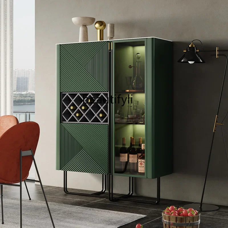 Italian Minimalist Wine Cabinet Modern Simple and Light Luxury Villa Living Room Designer Stone Plate Tall Wine Cabinet