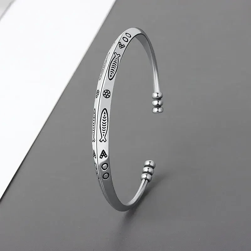 Silver Color Feather Cuff Bracelet for Men Women Vintage Adjustable Bracelet Bangle Fashion Jewelry - LUXLIFE BRANDS