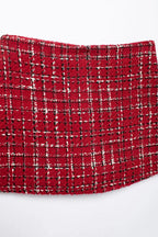 HH Women Fashion Red Texture Skirt Sets Single Breasted Lapel Jacket Coat Side Zipper Shorts Skirts High Street Lady Outfit Luxlife Brands