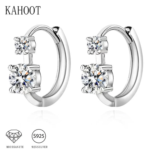 925 Sterling Silver 0.6 Carat * 2 Moissanite Double Diamond Earrings Fashion Design Light Luxury Senior Ladies