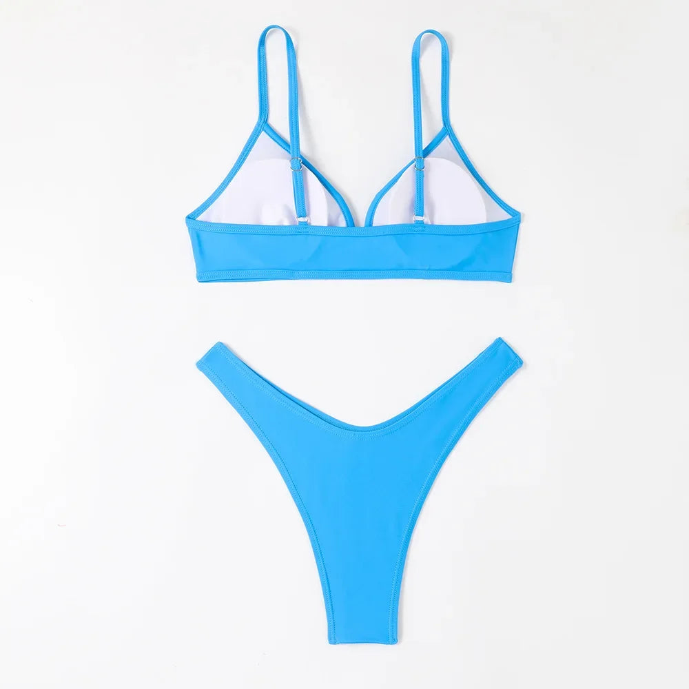 Hot Sale Of The Season New Pure Color Sexy Quick Dry Tight Bikini Swimwear for Holiday Hot Girl Cross-Border Bikini Set Women's Luxlife Brands