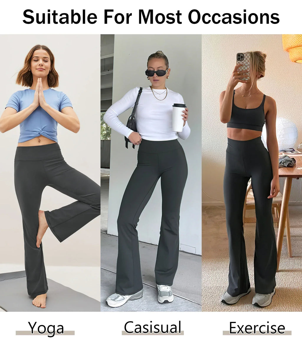 Women's Flare Leggings with Pockets High Waisted Butt Lifting No Front Seam Tummy Control Bootcut Yoga Pants for Women