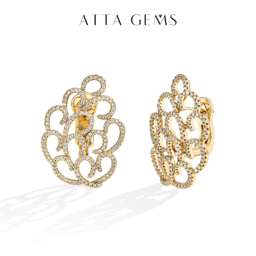 ATTAGEMS Snowflake Women's Earrings For Party S925 Silver Moissanite Earrings D VVS1 Yellow Gold Plated Gifts Sparkling Jewelry Luxlife Brands