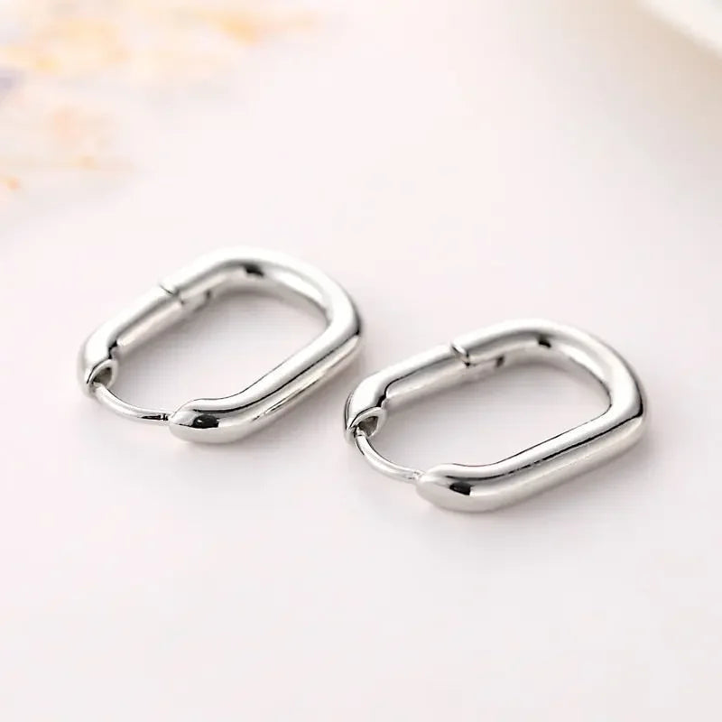 Statement Minimalist Gold Silver Color Mixed Solid Heart Pendant Hoop Earrings Street Style Korean Fashion Jewelry