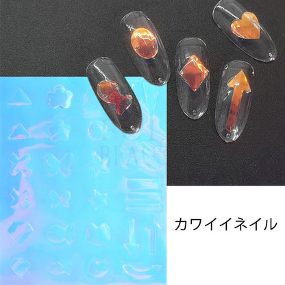 Aurora Nails Glass Foil Film Ice Cube Nail Summer Decor Holographic Sticker Diamond Love Heart Slider Cellophane Paper GL1982-1