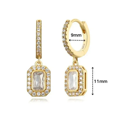 Luxury white crystal zircon earrings 925 sterling silver ear needles Hoop gold earrings For women Fashion Luxury Wedding Jewelry