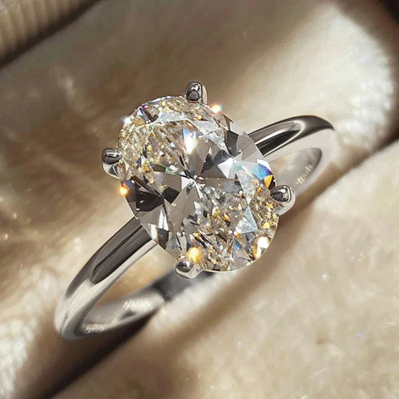 925 Sterling Silve 1-8CT Zircon Gorgeous Shiny Oval Stone Ring For Women Engagement Wedding Luxury High Quality Fine Jewelry Luxlife Brands