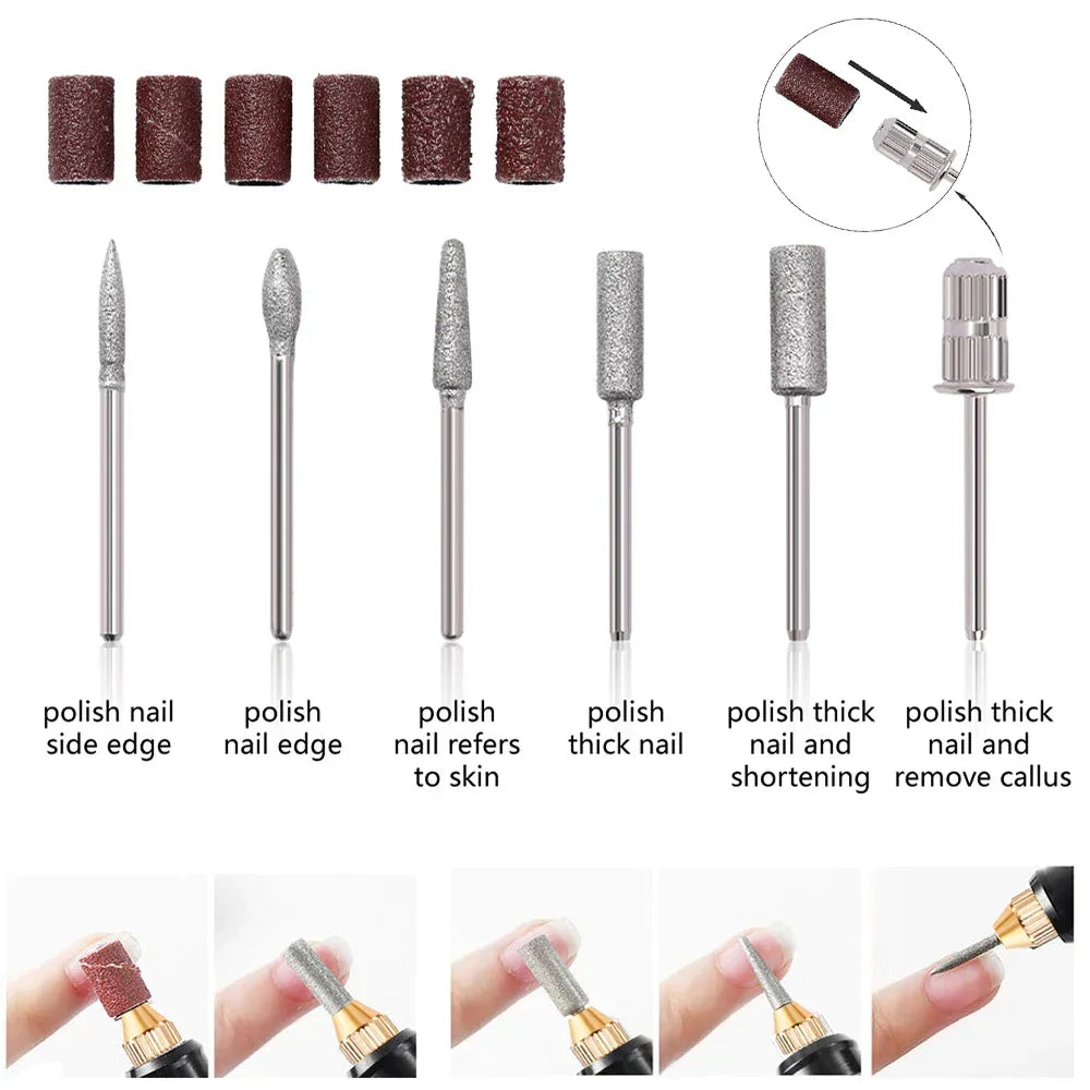 HALAIMAN Electric Nail Drill Machine Set Pedicure Grinding Equipment Mill For Manicure  Professional Strong Nail Polishing Tool LUXLIFE BRANDS