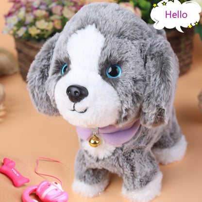 Robot Dog Sound Control Interactive Dog Electronic Toys Plush Puppy Pet Walk Bark Leash Teddy Toys For Children Birthday Gifts