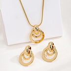 Metal Round Wire Post Earrings Pendant Necklace Set For Women Fashion Jewelry Punk Styles Trendy Daily Accessories Gifts MQ505 Luxlife Brands