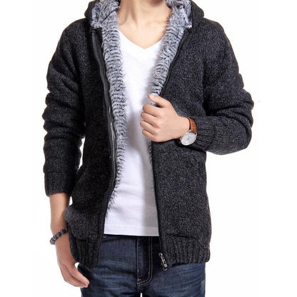 Autumn Winter Men's Thick Sweatercoat Collar Zipper Sweater Coat Outerwear Winter Fleece Cashmere Liner SweatersTurn-down Collar LUXLIFE BRANDS