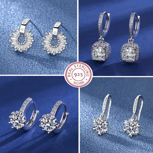Iconic 925 Sterling Silver Crystal CZ Stud Earrings LUXLIFE BRANDS