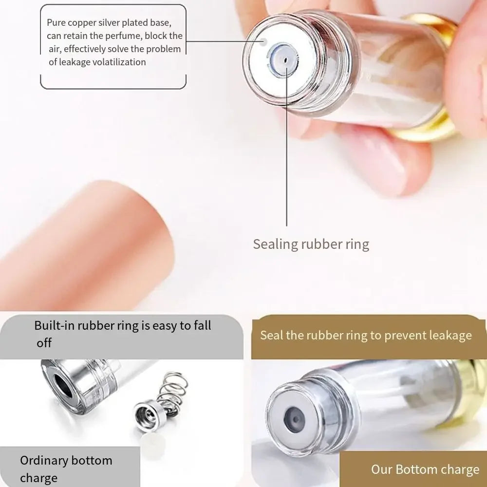 Luxury Bottom-filled Perfume Bottle Aluminum Self-pumping 5ml Real Leather Spray Bottle Cologne Moisturizer Fragrance