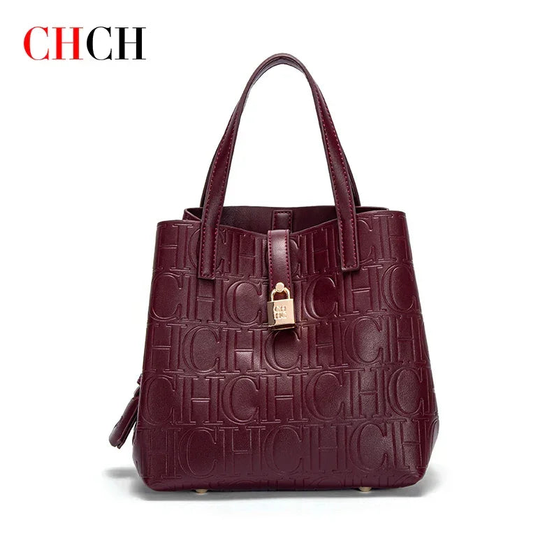 CHCH Women's Tote Bag New Steel Embossed Handheld Bun Mother Shopping Bag