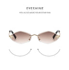 Luxury Polygon Sunglasses for Women Hipster Irregular Rimless Sunglasses Ladies Small Metal Frame Vintage Rhombus Eyewear Brown Luxlife Brands